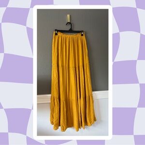 Tiered Mustard Maxi Skirt